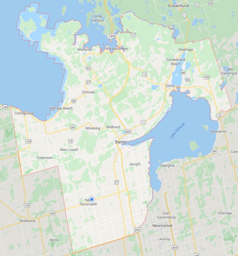 Simcoe County, ON Map coverage for Simcoe County Paving